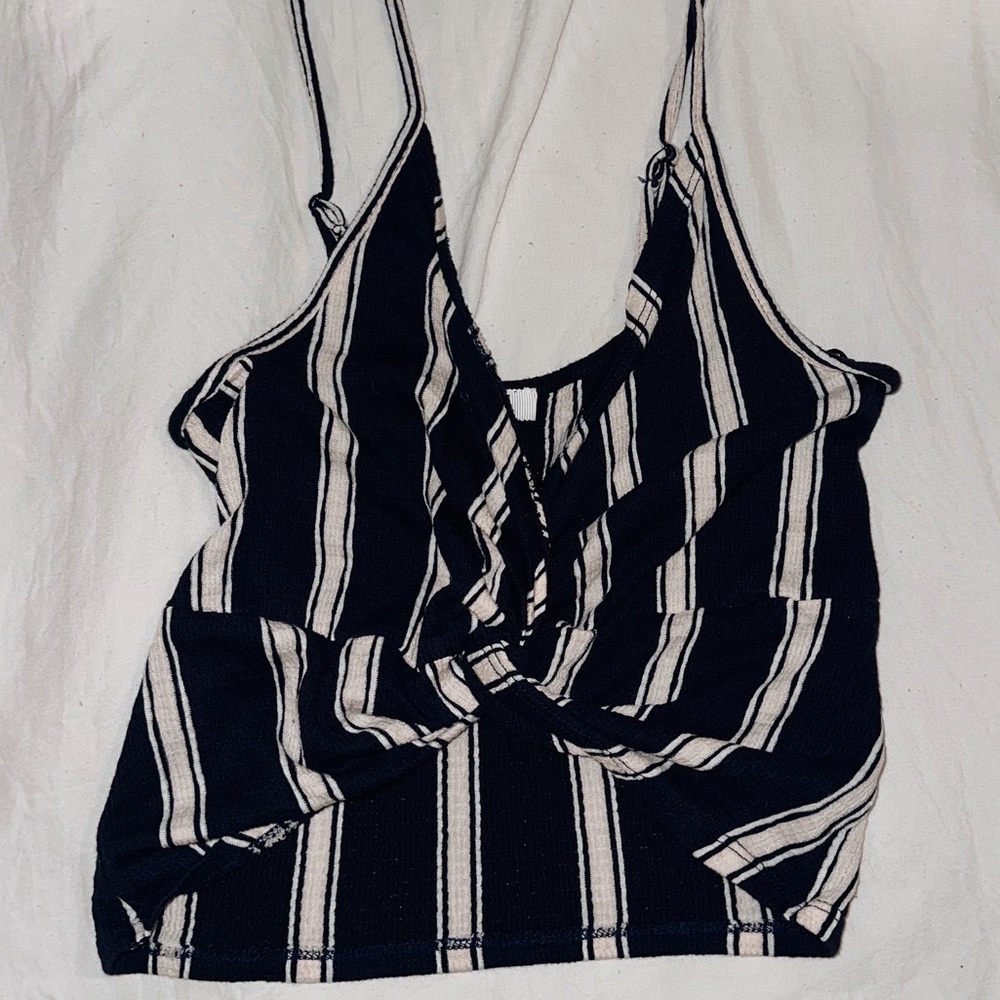 Love Tree Striped Crop Top With Twisted Front Size Small
